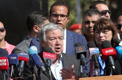 聯(lián)合國秘書(shū)長(cháng)呼吁立即實(shí)現巴以?；鸷图由车貛说谰仍疁嗜? /></a></p>
<p class=