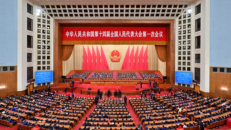 十四屆全國人大一次會(huì )議舉行第五次全體會(huì )議